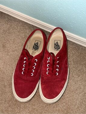 Vans Authentic Suede Low Top Sneakers - Deep Red with White Sole